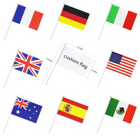 Drapeaux de pays personnalisés avec logo, mini drapeaux à main, drapeaux à bâtonnets en plastique, imprimés numériquement, promotionnels pour le sport