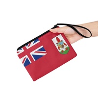Dompet Koin Mini Bermotif Bendera Bermuda Warna Campuran dengan Ritsleting, Dompet Kanvas Portabel untuk Uang Receh Wanita, Cocok untuk Perjalanan Sehari-hari