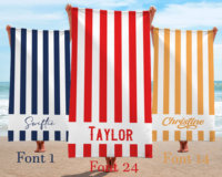 Serviette de bain et de plage de luxe surdimensionnée à séchage rapide, en velours éponge 100% coton, rayée, imprimée, qualité supérieure personnalisée