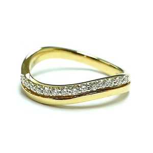 Vente directe d'usine en Chine, haute qualité, or jaune massif 18 carats, diamant naturel à 100 %, forme incurvée, alliances de mariage pour femmes, pour les fêtes - Product Image 1