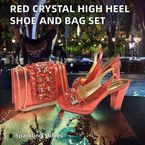 Chaussures d'été plates à talon carré pour femme, style mariée, avec strass, en cuir véritable, à bout ouvert, à enfiler, à brides convertibles, légères, et ensemble sac assorti - Product Image 2