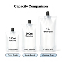 Sachet Doypack personnalisé avec bec verseur, barrière plastique, pour emballage liquide, boissons et recharges cosmétiques