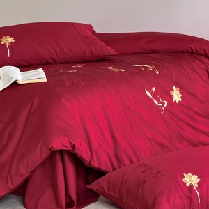 Cao Cấp Jacquard Duvet Cover <span class=keywords><strong>Set</strong></span> 6-Mảnh Tay Hoàn Thành Thêu Chi Tiết Đám Cưới Mượt Mịn Khách Sạn Tấm Ga Giường Gối Bao Gồm - Product Image 5