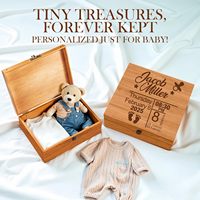Boîte à souvenirs en bois personnalisée avec nom, grande, décorative, avec couvercle à charnières, pour bébé garçon