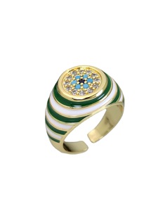 Bague ouverte réglable à motif ondulé texturé pour femme - Product Image 1
