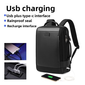 Mochila Expandible Minimalista de Tela Oxford de Color Sólido con Puerto USB, Mochila para Computadora de Gran Capacidad para <span class=keywords><strong>Hombre</strong></span> - Product Image 2