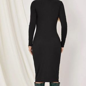 Nouvelle Robe Longue Décontractée pour Femme 2021, Cardigan en Maille Ajustée, Robe à Fente Avant - Product Image 5