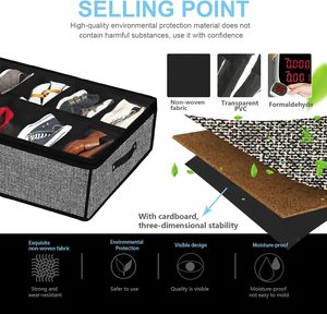 도매 저렴한 접이식 신발 큐브 보관함 침대 밑 신발 정리함 손잡이가 있는 수납함 2개 세트 - Product Image 3