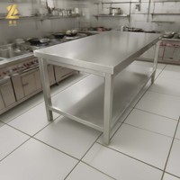 Table de travail de cuisine commerciale Lubo Lanshi LB-0060, pieds carrés, construction en acier inoxydable, capacité de charge de 100 kg, garantie d'un an, non