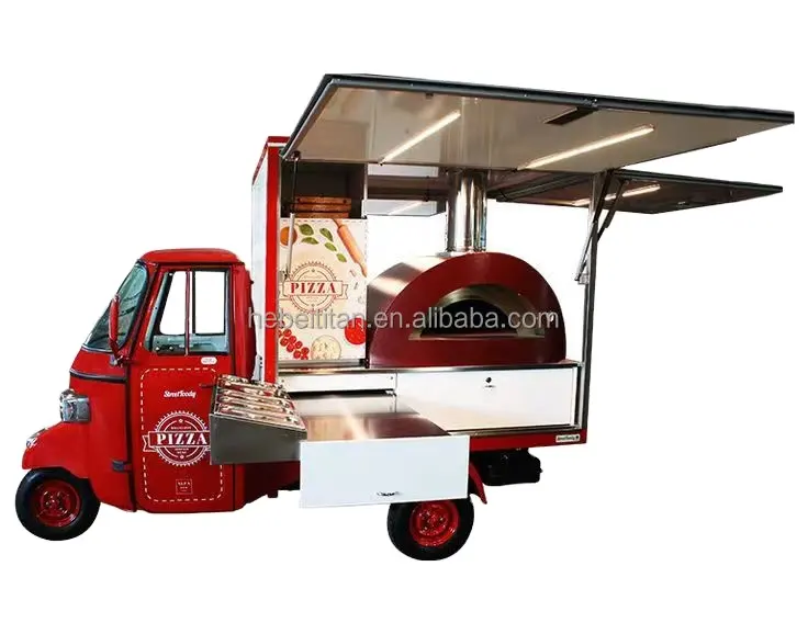 Elettrico Tuk-tuk pollo fritto piccola Pizza Food Truck per la vendita di scarico triciclo camion di cibo con cucina completa