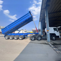 Remorque benne basculante arrière robuste à 3/4 essieux, capacité 40M3 42M3 45M3, pour camion de transport de marchandises en forme de U, 80T 100T 120T