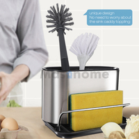 Évier mascotte en acier inoxydable, caddie métallique, organisateur, porte-éponge, porte-brosse pour évier de cuisine