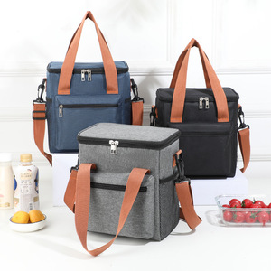 Lunch Bag Insulated Portable Cooler Bag With Shoulder Strap For Office Outdoor Use Grey Navy Blue Black - Product Image 1