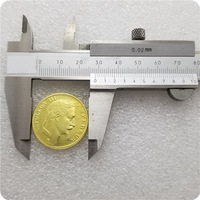 Réplica de Moneda de 50 Francos de 1859 Chapada en Oro, con Cabeza de Napoleón III Emperador, Fabricada en Latón