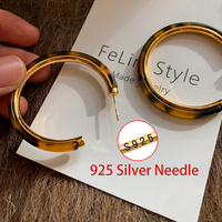 Boucles d'oreilles créoles en laiton plaqué or 18 carats de haute qualité avec imprimé léopard en résine pour les fêtes, bijoux pour femmes, vente en gros
