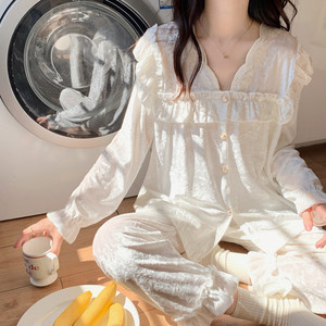 Abbigliamento canarino esplosivo per la casa, Set pigiama Vintage a maniche lunghe autunno e inverno, pigiama da <span class=keywords><strong>donna</strong></span> - Product Image 1