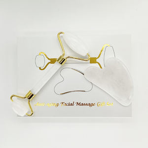 Ensemble de rouleaux de jade blanc et de Gua Sha avec boîte, rouleau de massage en jade blanc, Gua Sha - Product Image 3