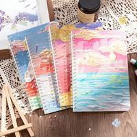 A5 Spiral Cartoon Spulen buch 3D Ölgemälde Notizbuch Niedlicher Rollover Benutzer definierter Tages planer Journal Schul bedarf für Studenten