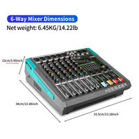 Console de mixage audio numérique professionnelle 6 canaux GT6 avec amplificateur de puissance intégré 350Wx2 pour système de sonorisation de scène et de studio