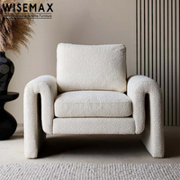 Fauteuil lounge en tissu blanc crème de style nordique WISEMAX FURNITURE, fauteuil moderne pour salon, canapé bouclé pour la maison