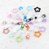 Colgante de correa de teléfono con abalorio de estrella hueca, colgante de cuentas acrílicas coloridas, accesorios para llavero, cordón para teléfono móvil, joyería