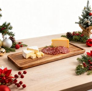 Grand <span class=keywords><strong>plateau</strong></span> <span class=keywords><strong>de</strong></span> service rectangulaire en bois poli <span class=keywords><strong>de</strong></span> qualité commerciale pour fromage, charcuterie, gâteau, sandwich, collation, légumes et apéritifs - Product Image 4