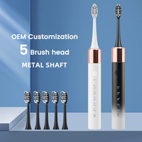 Brosse à dents électrique Sonic pour adultes 5 têtes de brosse 5 Modes Blanchiment des dents Minuterie intelligente 2 minutes Fonctionnement 30 jours Moteur 42,000 VPM