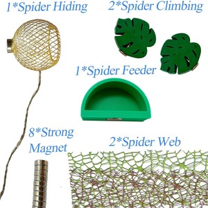 Set di 6 Accessori per Ragni Saltatori, Habitat per Tarantole con Corda di Canapa, Sfaldini a Forma di Foglia, Rete di Riposo con Magnete, Recinto per Insetti - Product Image 2