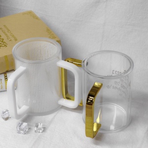 Vaso Transparente Redondo de Plástico Acrílico Kosher para Lavado de Manos, Vaso Kosher de Lucite para Lavado de Manos - Product Image 3