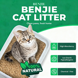 Benjie Custom Flavored Pine Wood Debris <b>Cat</b> <b>Litter</b> Flushable Highly Adsorbent Dust-Free Rapid Clumping Easy-to-Clean 5kg <b>Cats</b> - Product Image 3