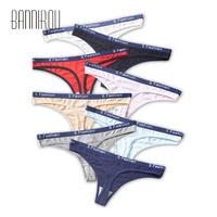 Tanga feminina sensual, barata, fio dental, respirável, de algodão, sexy