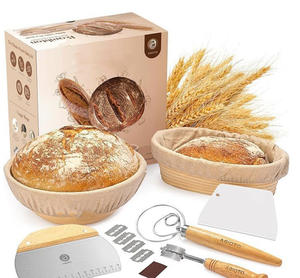 Kit de démarrage de levain en verre conique avec paniers de levage en rotin pour la fabrication artisanale du <span class=keywords><strong>pain</strong></span>, idéal pour les cadeaux - Product Image 3