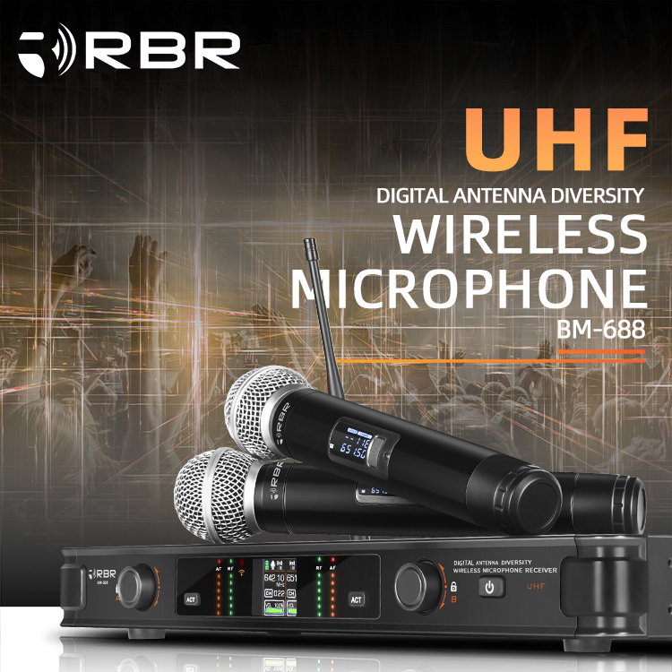 Professional Bm688 UHF Wireless Handheld Mic & Lavalier Lapel