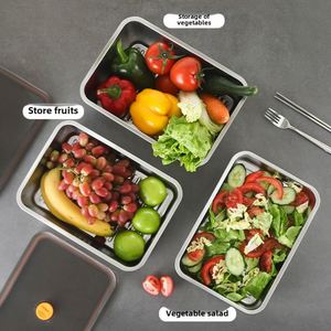 Large Capacity 304 Stainless Steel Crisper Modern Refrigerated Frozen Fresh Vacuum Sealed Storage <b>LUNCH</b> <b>Box</b> Kitchen - Product Image 1