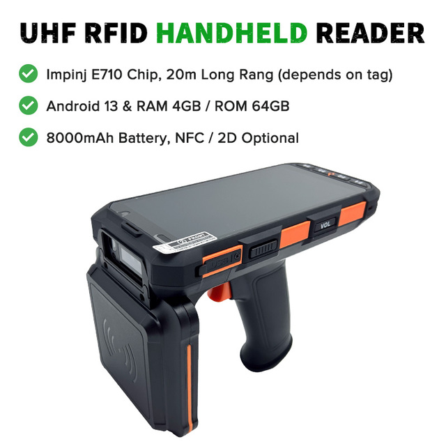 TY802 865MHz 928MHz UHF RFID Handheld Terminal Reader Android 13 RFID Reader 4G BT WiFi UHF Handheld Reader for Inventory System