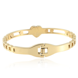 Heart Shape <b>Titanium</b> Steel Bracelet Gold Color Women's Fashion Jewelry Gift Bangle 1302 - Product Image 2