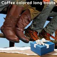 Bottes de pirate médiévales pour hommes, style Renaissance, mi-mollet, en similicuir PU, vintage, steampunk, gothique, pour Halloween et cosplay