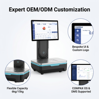 Balance de détail IA personnalisée COMPAX ET7 OEM/ODM avec caméra 200M, plage 6/15kg, interface utilisateur/logo sur mesure, compatible impression soie, système DMS, noire