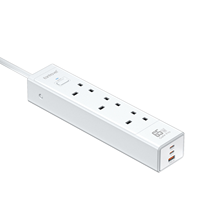Multiprise électrique multifonction 65W PD avec 3 prises (UK, US, AU, EU) et 2 ports USB, protection contre les surcharges, pour usage domestique
