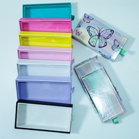 Boîtes à cils en stock, boîte tiroir pour cosmétiques, boîte en papier coulissante avec fenêtre PVC, logo imprimé personnalisable, faux cils