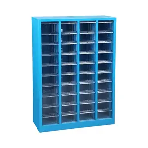 Armario de almacenamiento de 40 cajones, herramienta pequeña de repuesto, muebles industriales, marco de madera de Metal azul, cofre de herramientas plateadas, 5 uds.