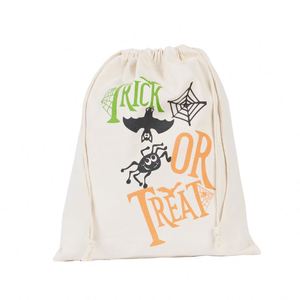 Sac à bonbons Halloween prêt à expédier avec cordon de serrage, sac de friandises pour la fête des enfants, motif araignée et citrouille mignons - Product Image 4