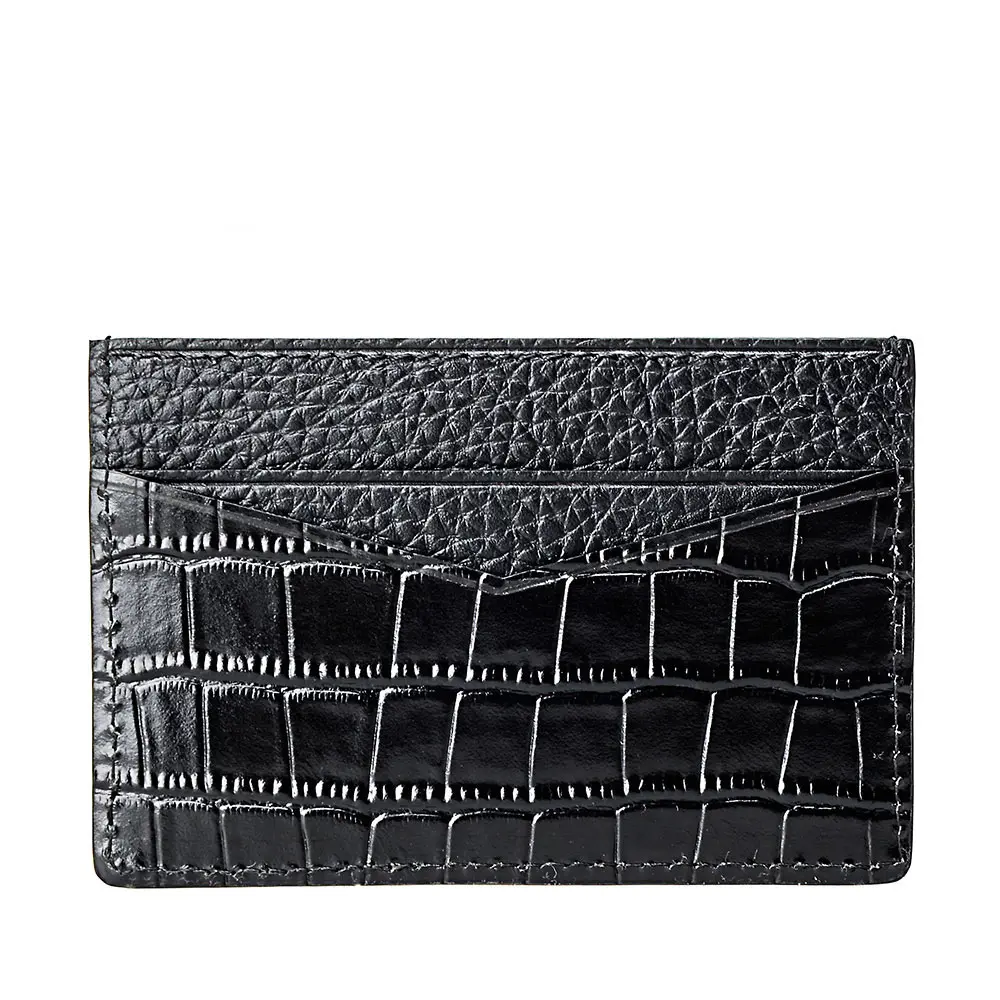 OEM ODM Personalized luxury embossed crocodile pattern women men's genuine leather Custom logo bank credit card holder wallet