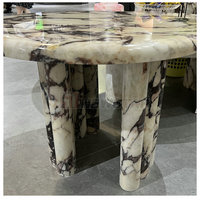 Table d'appoint moderne en marbre Calacata Viola cannelé de style nordique, meilleur fournisseur de marbre