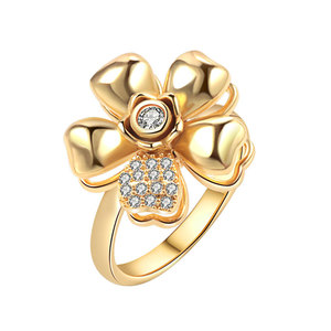Adjustable Rotating Flower <b>Ring</b> Micro Insert Zircon Copper Gold Plated Tarnish Free <b>Stress</b> Relief Jewelry For Women - Product Image 5