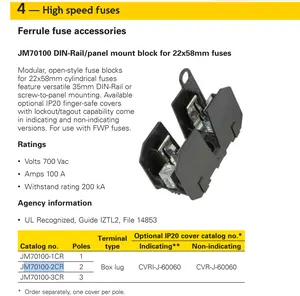 Support de boîte relais adaptateur de distribution automobile JM70100 bloc de montage sur rail DIN/panneau pour blocs de fusibles 22x58mm EATON Bussmann