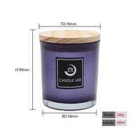 LANGXU Bougeoirs en verre dépoli de haute qualité 10oz bleu design de Noël avec couvercles en bois élégants petits bougeoirs lanternes