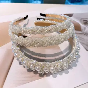 Go Party Hoge Kwaliteit Handgemaakte Parel Hoofdbanden Crystal Strass Haarband Voor Vrouwen Bruiloft Bruids Kroon Haar Hoepel Accessoires