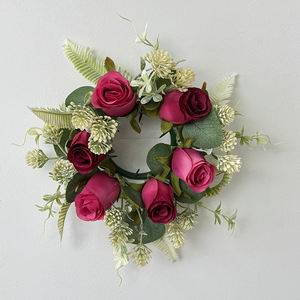 Anillo de flores de 30 cm, 1 ramo de flores artificiales hecho a mano de 32 cm para graduación, Navidad o Año Nuevo chino, flores sintéticas - Product Image 4