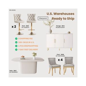Juego de Muebles de Comedor Modernos de Lujo, Extensibles y Convertibles, en Color Crema, con Estructura de Hierro, Cómodos, para Villa - Product Image 1
